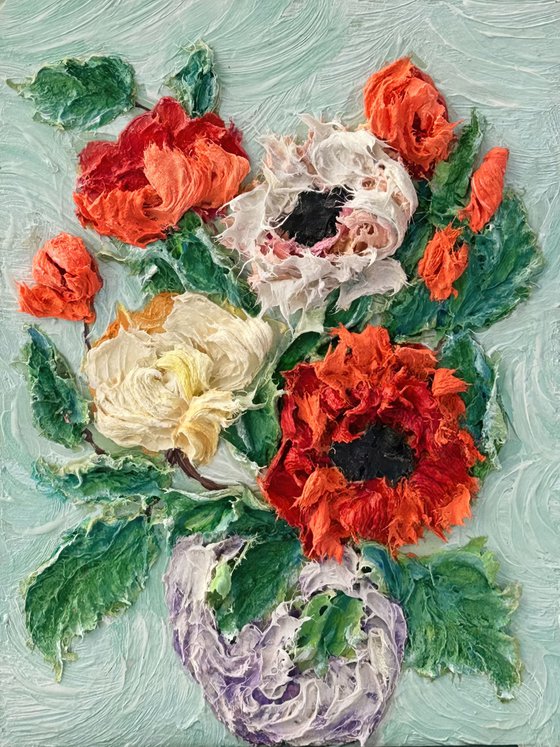 Floral Bas-Relief 3D Floral