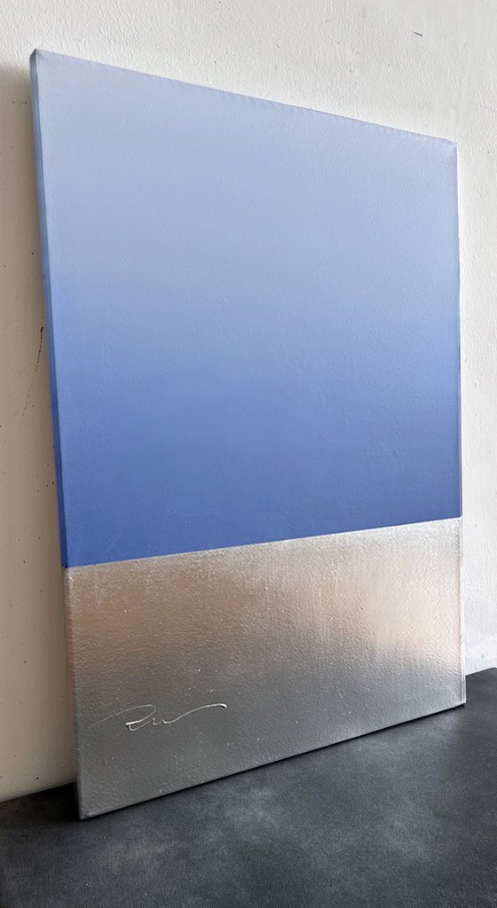 Minimalist Blue on Silver Sea
