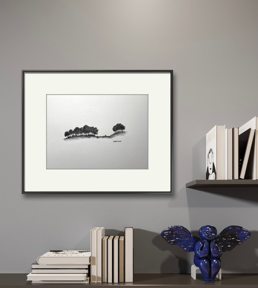 Botanical Ink Drawing By Catherine Winget, 9 X 8, Winter Trees In Pen And Ink - Traditional English Landscape, Original Artwork