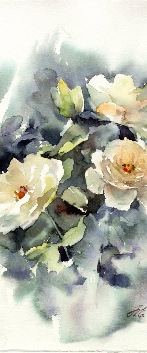 Cheerful bloom / Light roses by Yulia Evsyukova