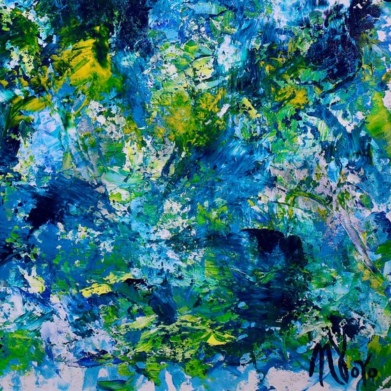 Gestural Blue Flow 2 - 76 x 97 cm