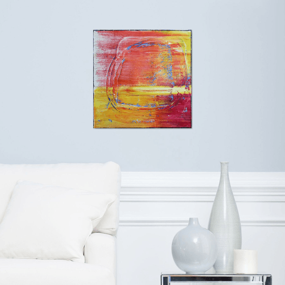 "Sunburst With Me" - FREE USA SHIPPING - Original PMS Textured Oil Painting On Canvas - 20 x 20 inches