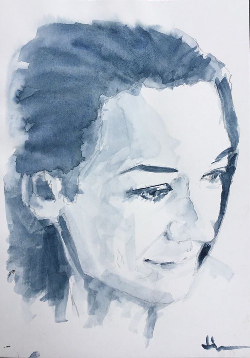 Portrait In Blue by Dominique Dève