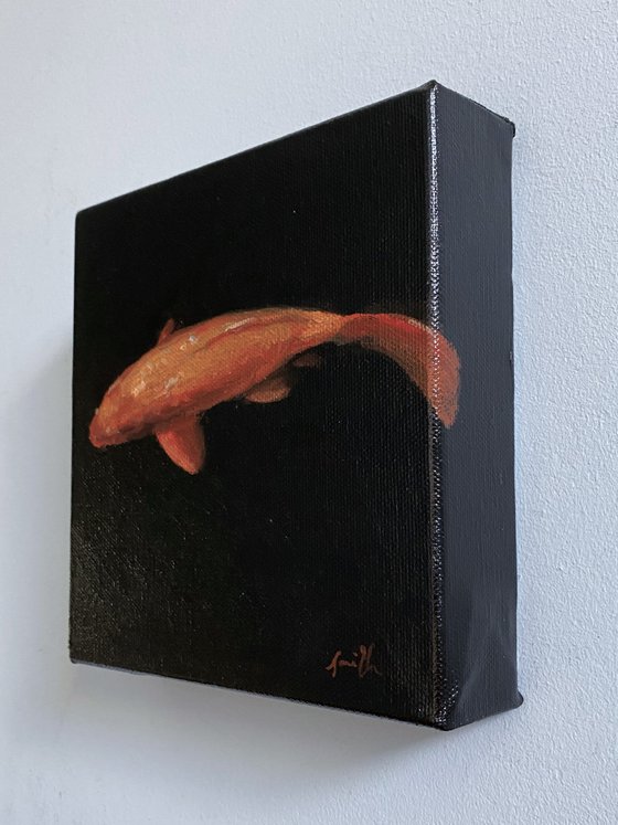 Koi Carp Fish On Chunky Box canvas.