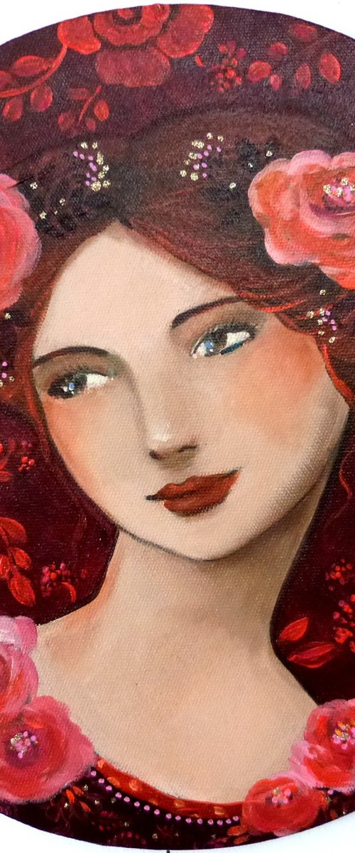 Romance 30 cm round canvas. by Loetitia Pillault