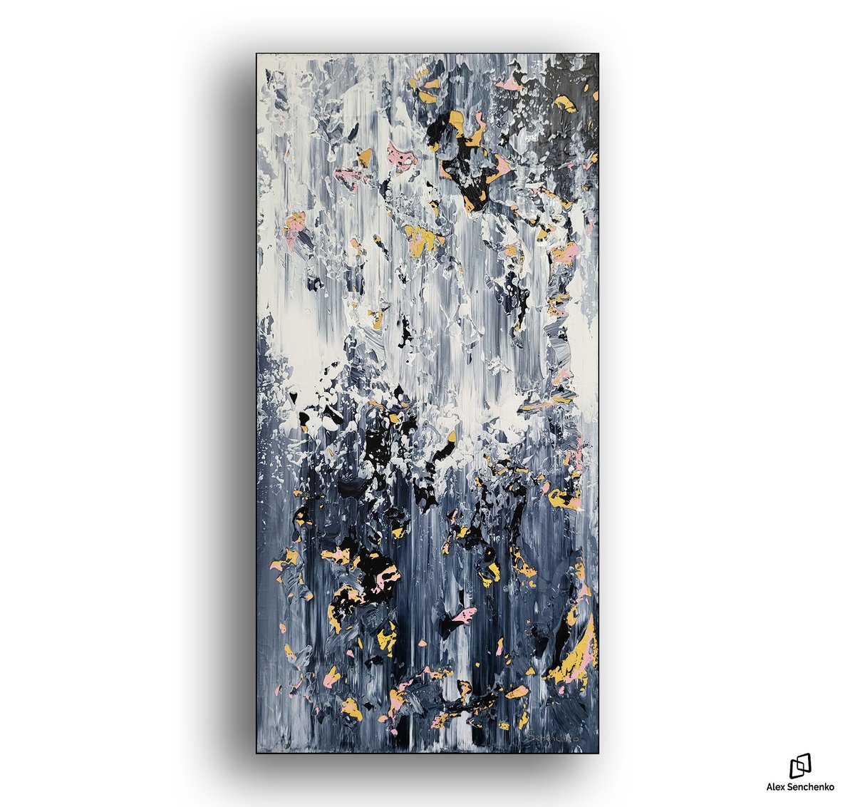 Abstract Acrylic Painting By Alex Senchenko, 20 X 39, Abstract 2335, Original Artwork