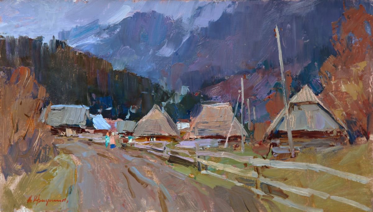 Impressionistic Landscape Oil Painting By Aleksandr Kryushyn, 20 X 12, Somewhere In The Mountains, Original Artwork