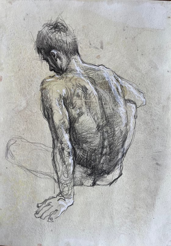 Sketch portrays a male figure