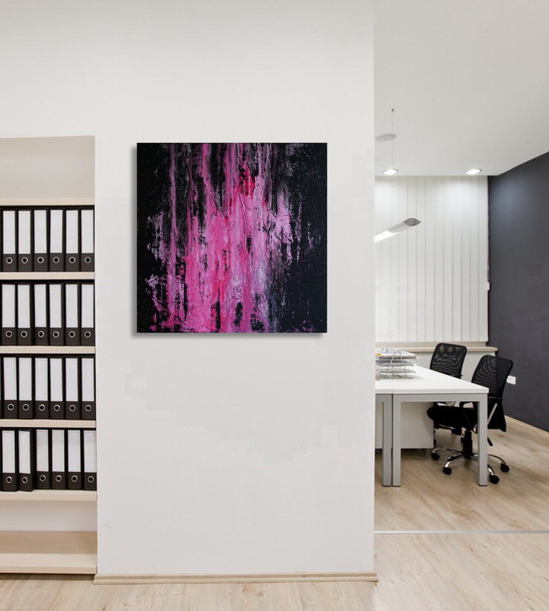 Abstract Acrylic Painting By Ansgar Dressler, 31 X 31, Black