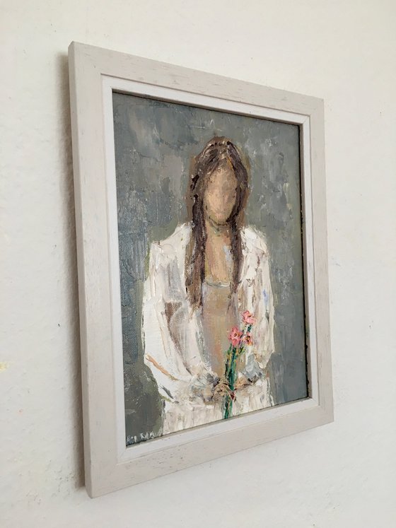 Girl with bouquet of flowers
