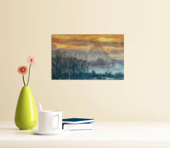 Sun falling and mist rising