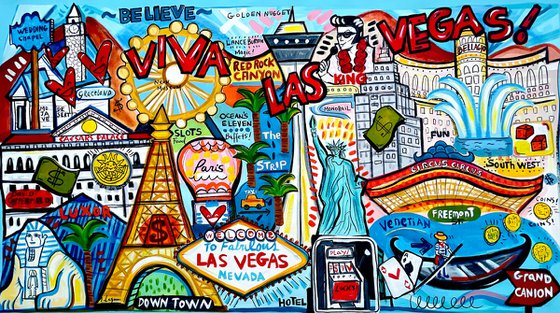 Viva las Vegas hand embellished limited edition canvas print.