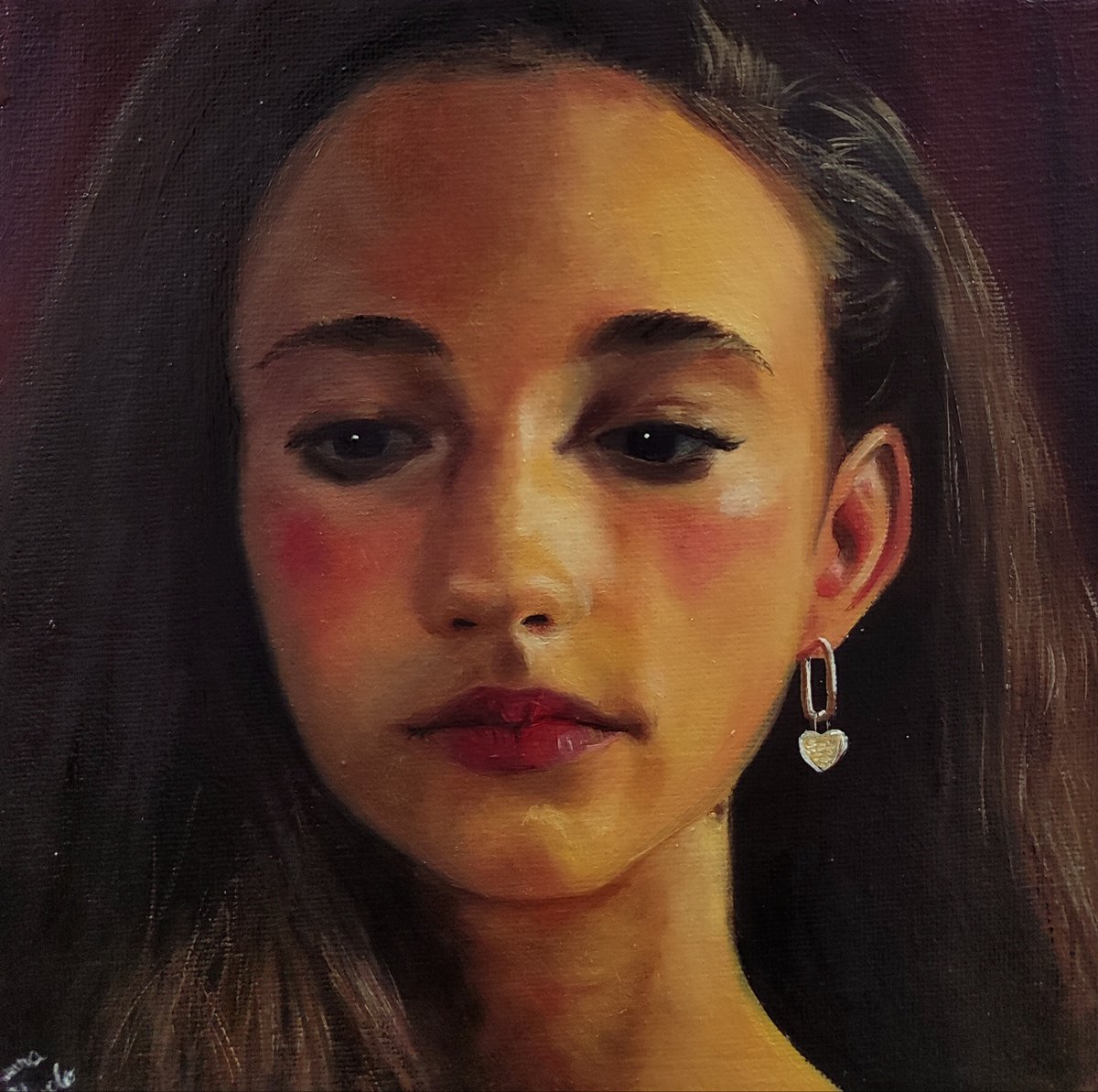 Photorealistic Portrait Oil Painting By Laura Muolo, 10 X 10", Flavia, Original Artwork