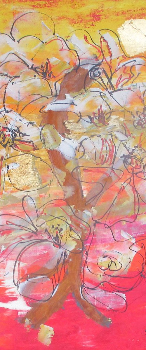 Flower Rust Mixed Media OilPiainting by Sonja Zeltner-Müller