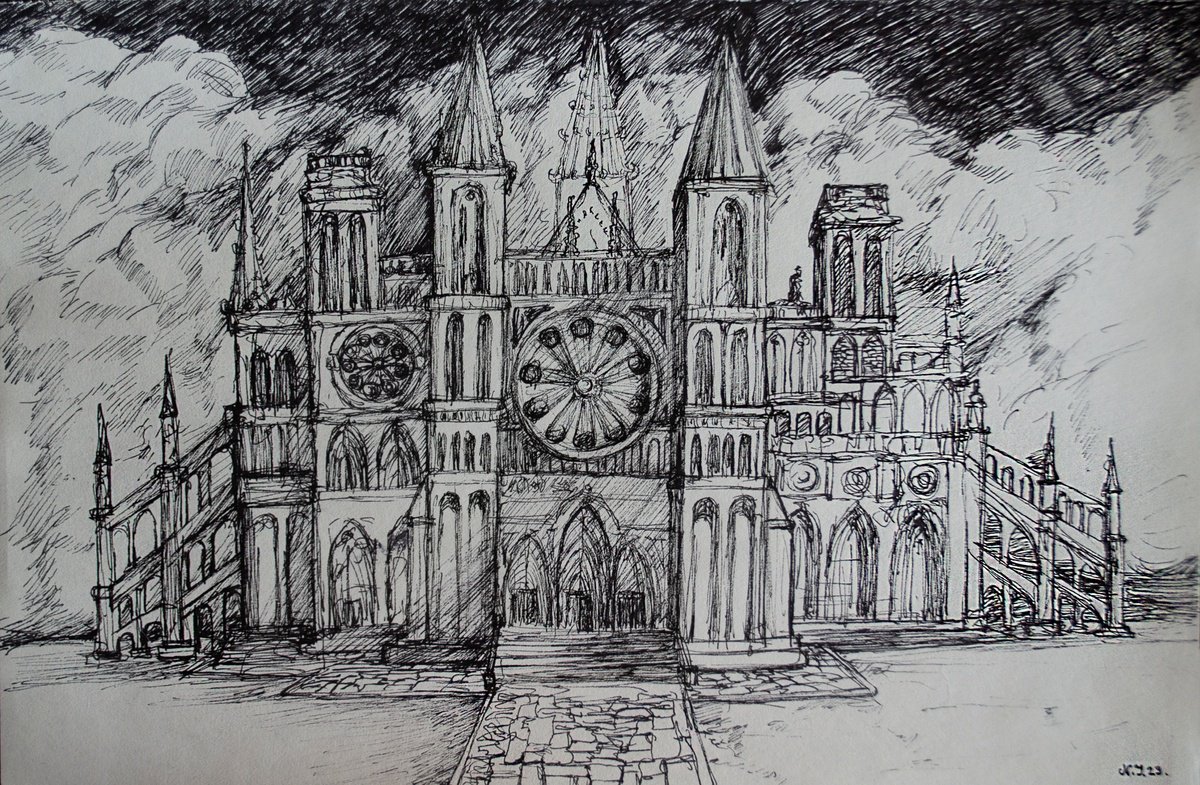 Graphic Ink Drawing , Gothic Ii By Nikola Ivanovic, 12 X 8, Artwork For Sale On Artfinder