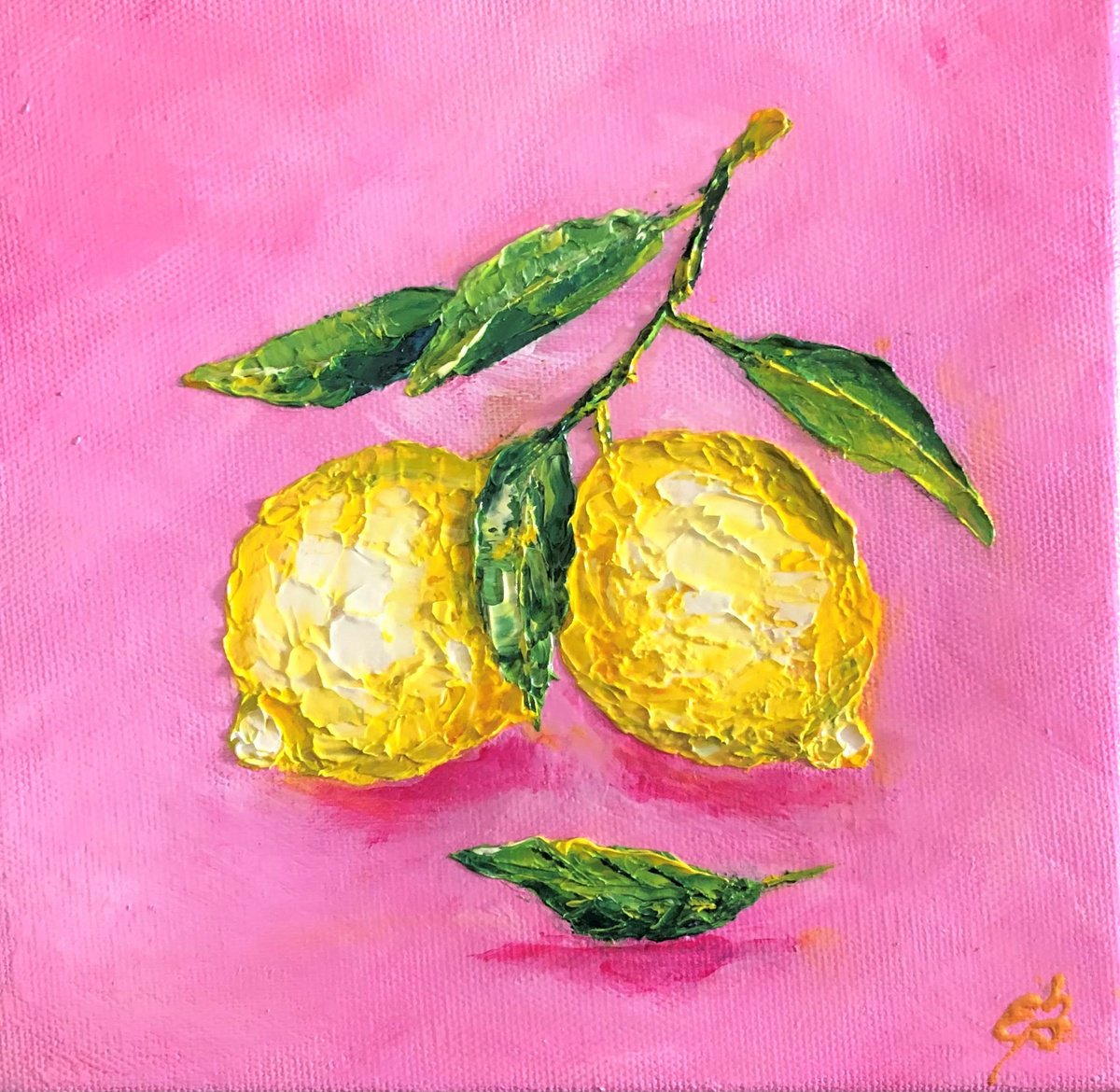 Expressive Botanical Oil Painting By Lena Smirnova, 8 X 7", Two Lemons, Original Artwork