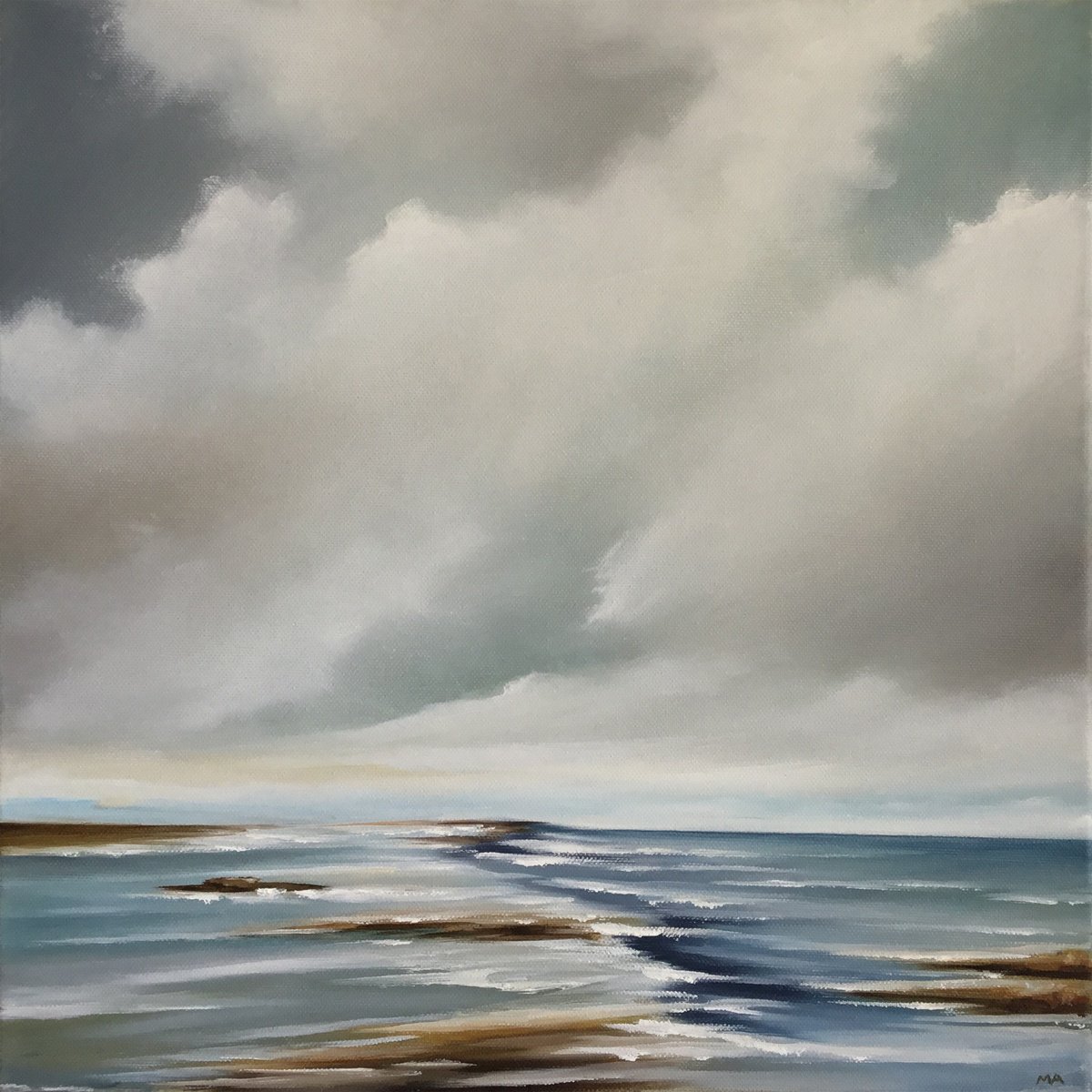 Expressive Landscape Oil Painting By Mullo Art, 16 X 16", Where The Tides Take Us, Original Artwork