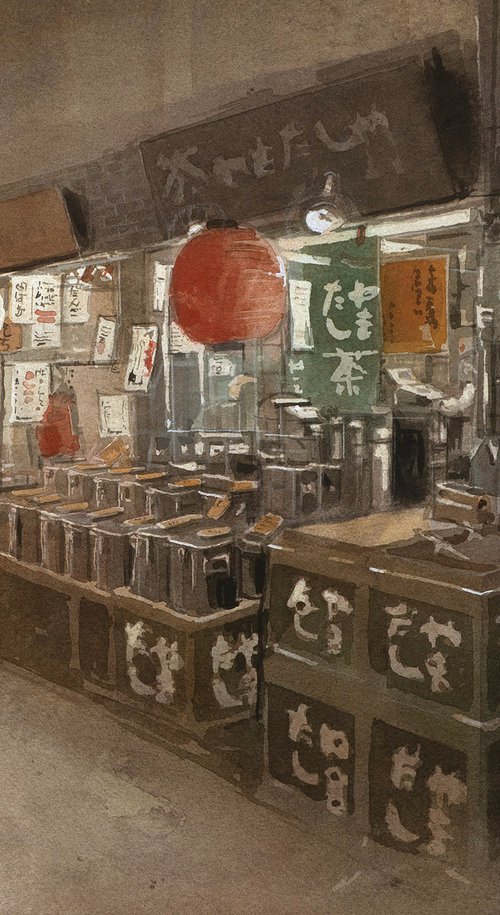 Nostalgic Tea Shop in the Old Japanese Market by Masato Watanabe