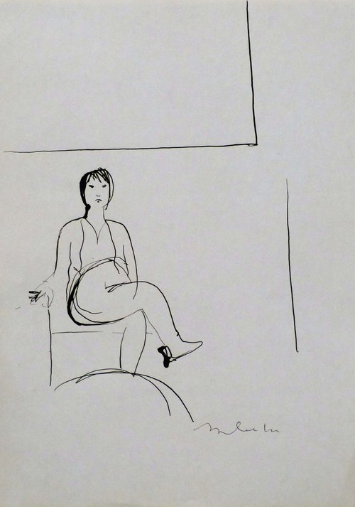 The Smoker, life sketch 21x29 cm ES by Frederic Belaubre
