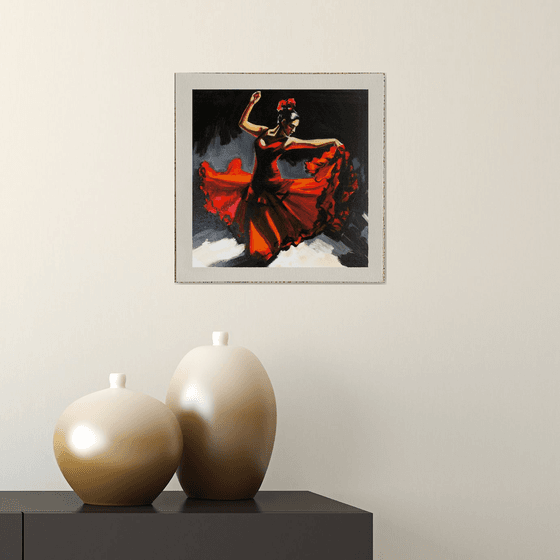 Flamenco in red motion