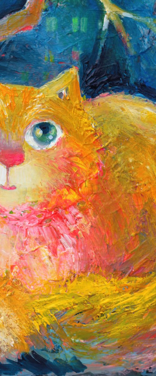 Moonlit Ginger Cat by Oxana Zaika