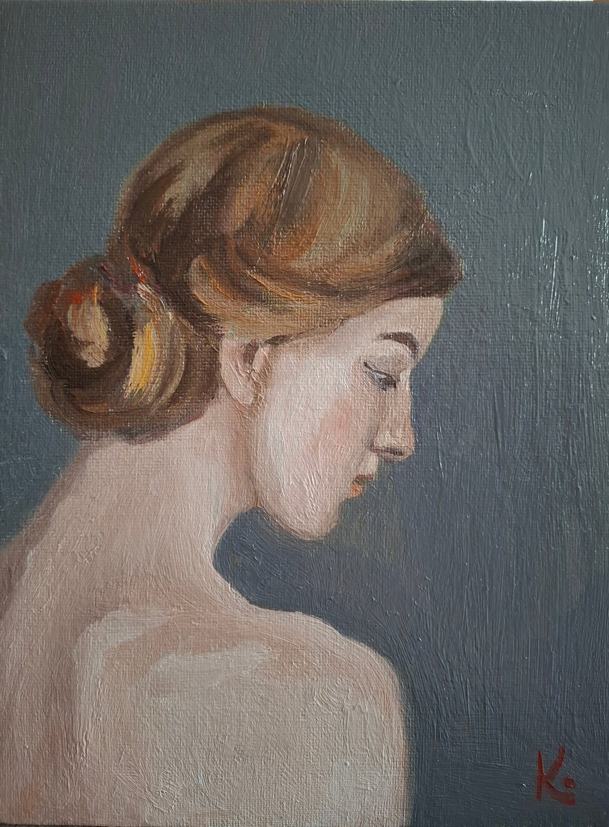 Impressionistic Portrait Oil Painting By Olena Kolotova, 7 X 9", A Girl, Original Artwork