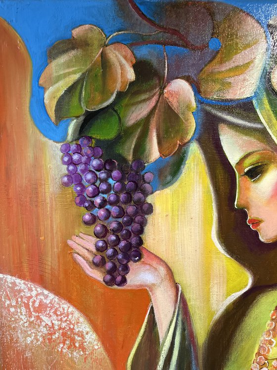 " Woman with Grapes "