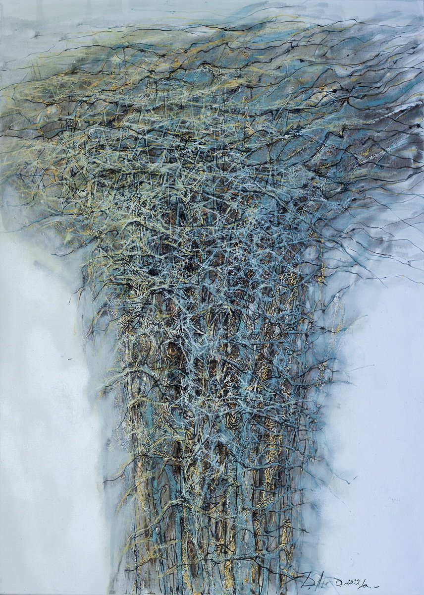 Abstract Oil Painting By Liudmyla Davydenko, 39 X 55", Tree, Original Artwork