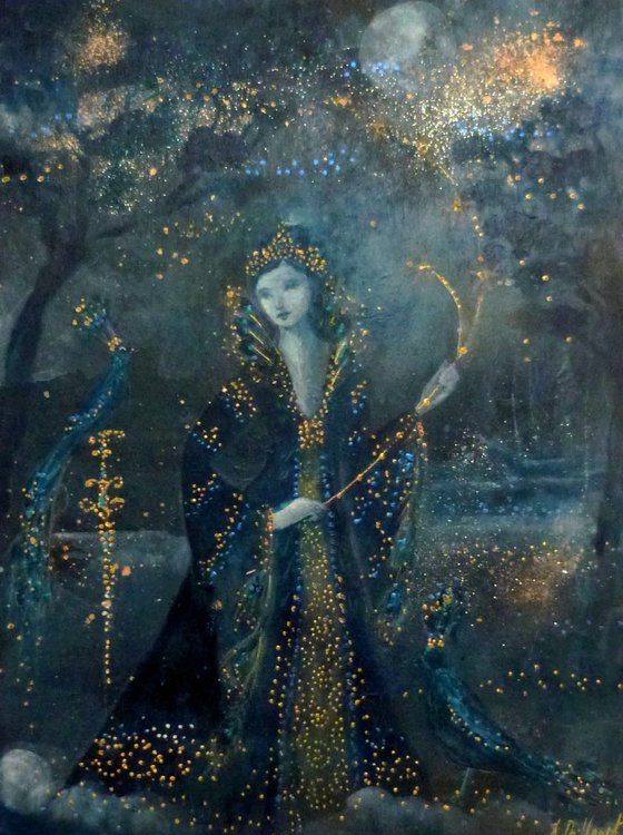 "The blue hour" mix media on wood 40x30cm