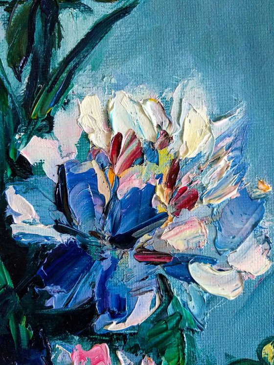 Bouquet of Flowers Peony Beautiful Brush Strokes Original Art Impressionistic Textured Painting