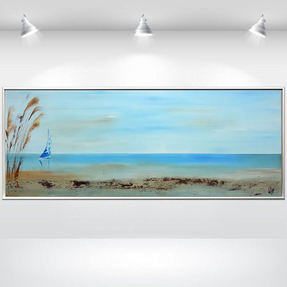 Peaceful Sea  - Abstract Art - Acrylic Painting - Canvas Art - Framed Painting - Abstract Sea Painting - Ready to Hang