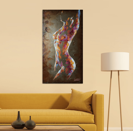 Painting Breath of love, nude girl, naked woman