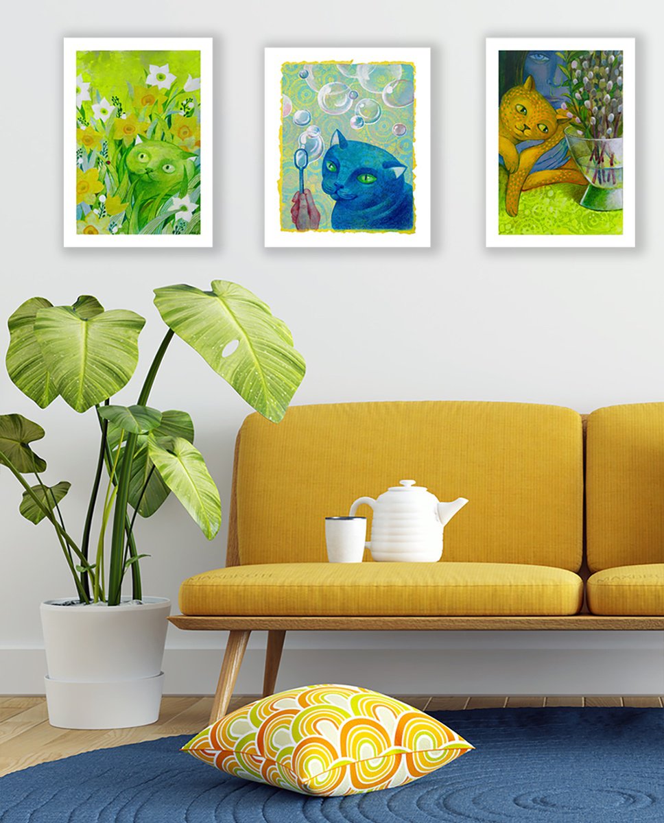 Animal Collage By Margot Raven, 28 X 15", Trio, Original Artwork