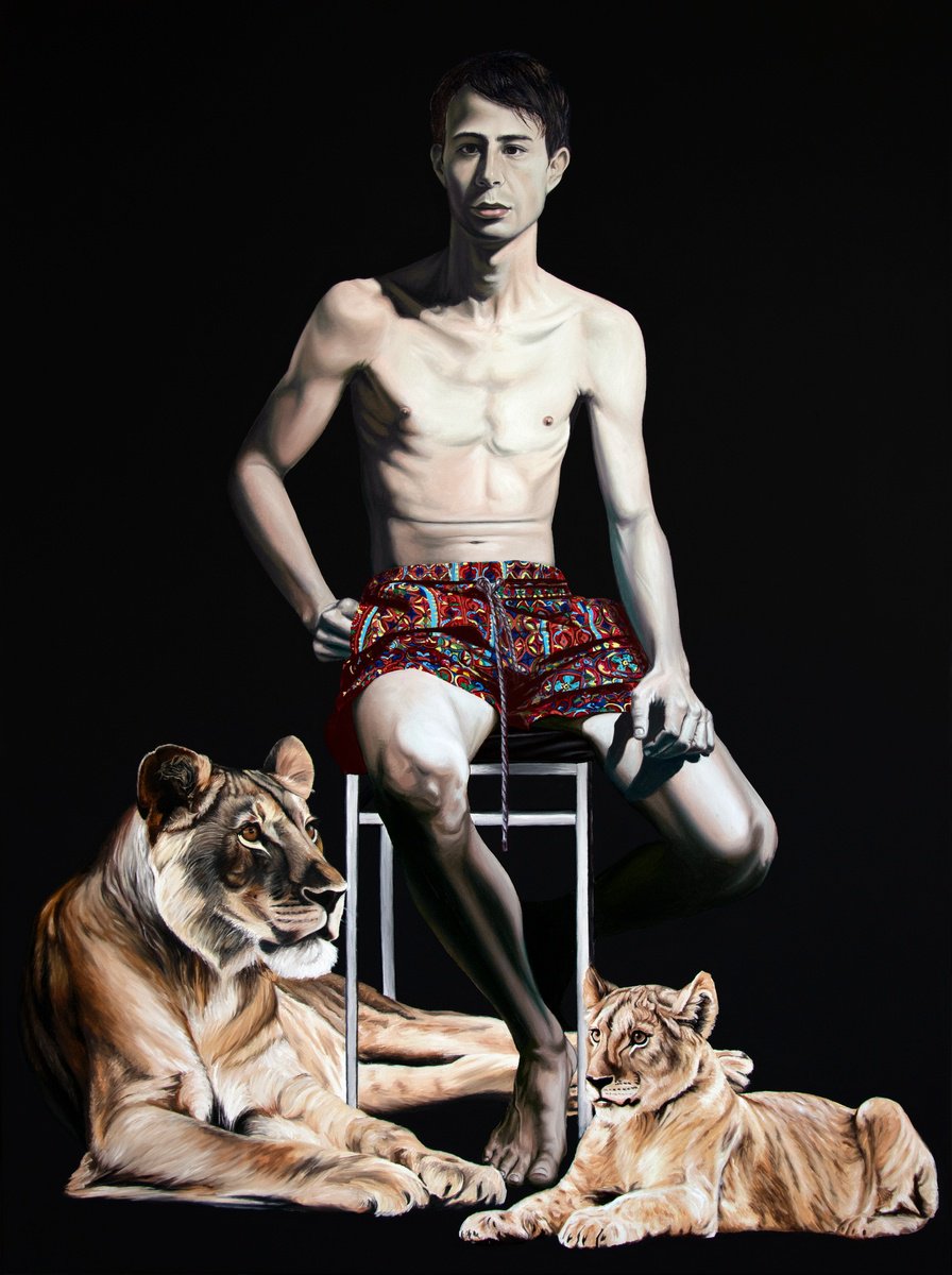 Photorealistic Portrait Oil Painting By Nicolas Maureau, 38 X 51", Darius, Original Artwork