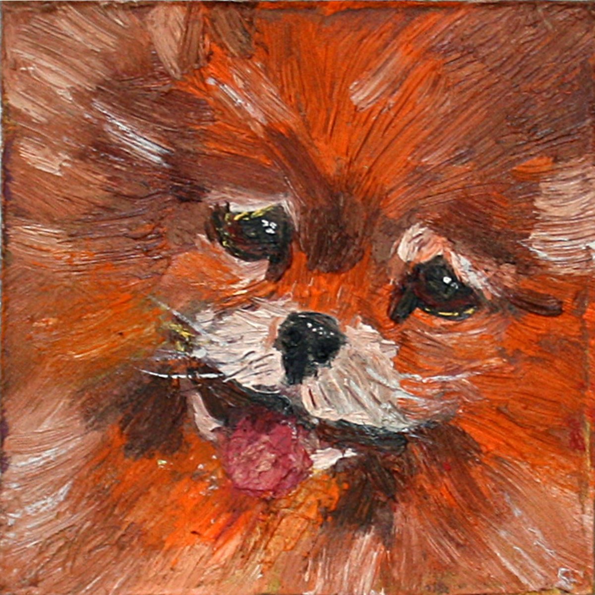 Impressionistic Animal Oil Painting By Salana Art / Svetlana Samovarova, 4 X 4", Dog 08.24, Original Artwork
