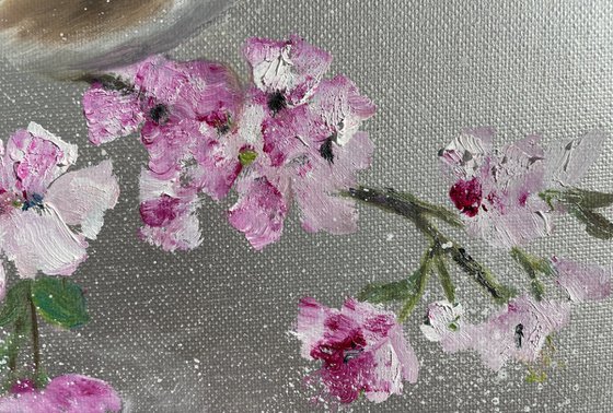 Goldfinch on Cherry Blossom