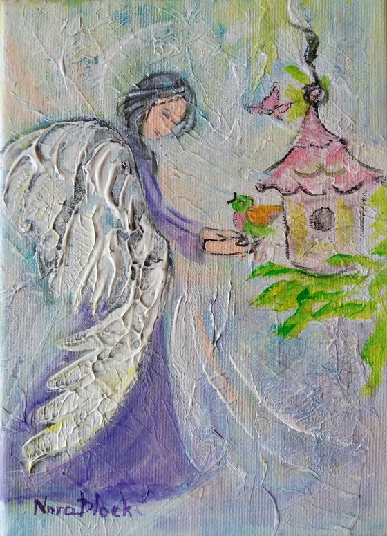 " An Angel for you ",  original Mixed Media painting, 13x18x2cm