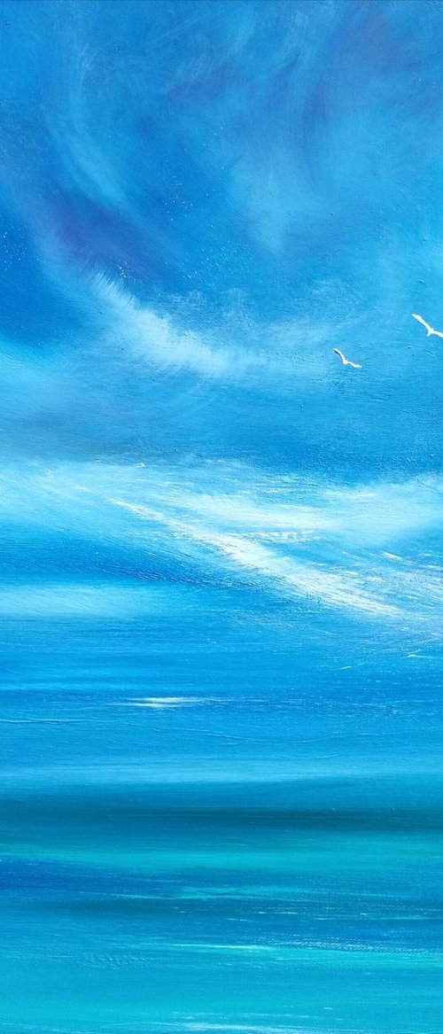 Fly Away With Me II - Blue, Calm, Seascape by Mel Graham