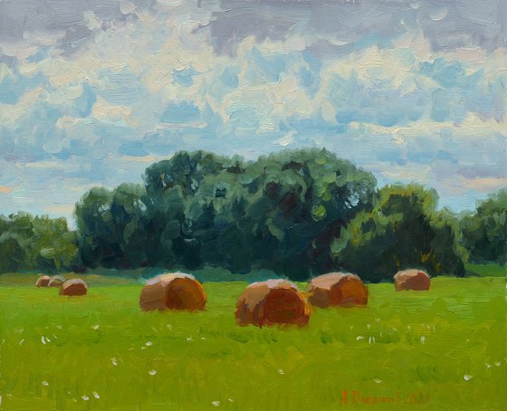 Haystacks at noon