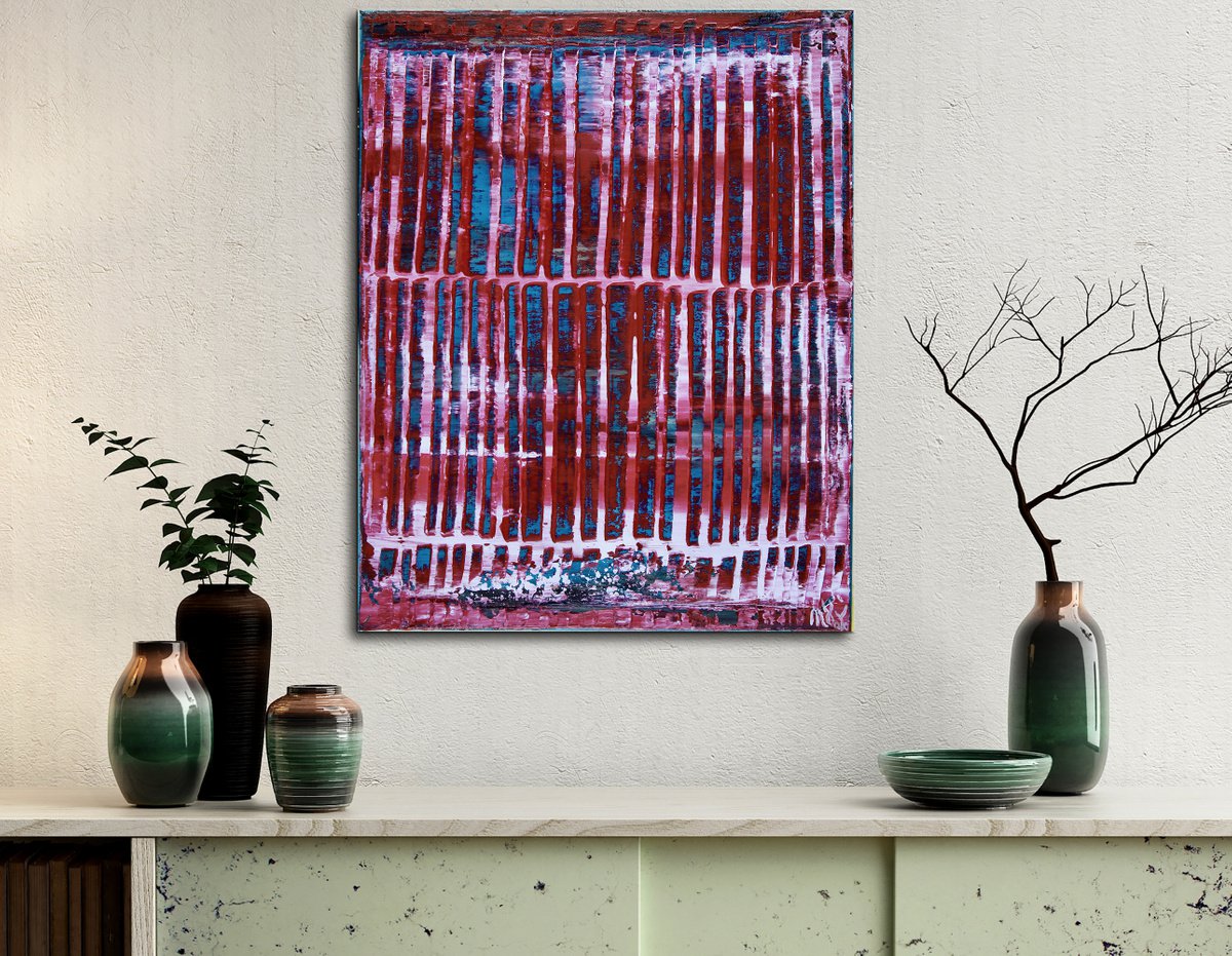 Abstract Acrylic Painting By Nestor Toro, 16 X 20", Breeze Intrusion (Window Cracks), Original Artwork