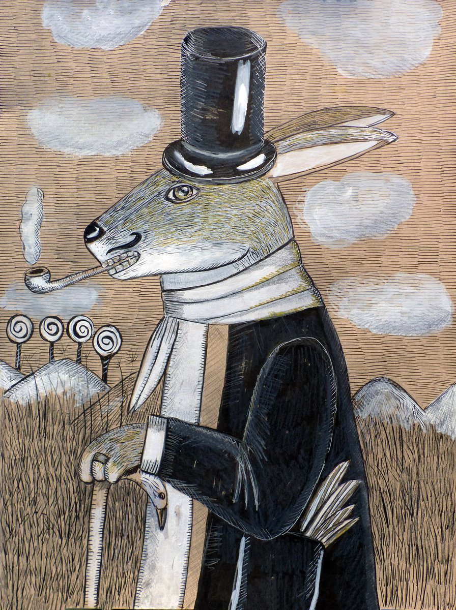 Walking smoking rabbit by Elizabeth Vlasova
