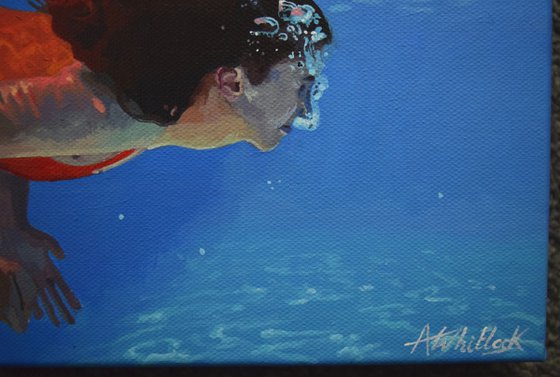 Underneath XLVIIII - Miniature swimming painting