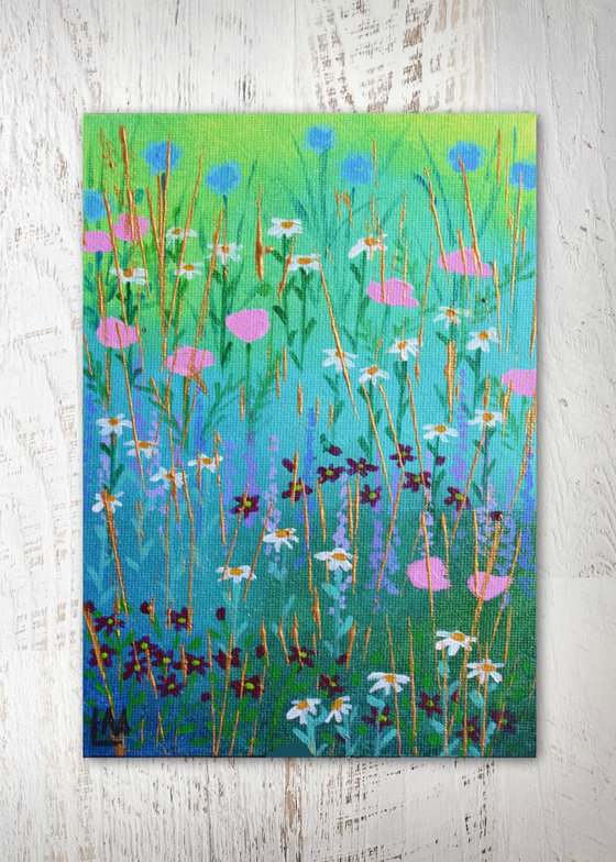 Mini Meadow 8 - poppies, alliums, daisies