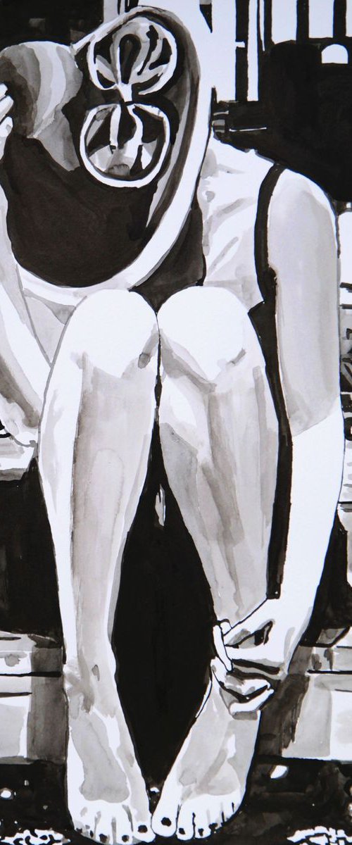 Girl with a hat / 42 X 29.7 cm by Alexandra Djokic