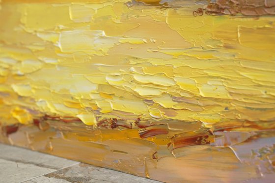 Yellow evening by sea