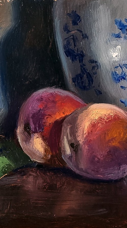 Peaches and Vase by Pascal Giroud