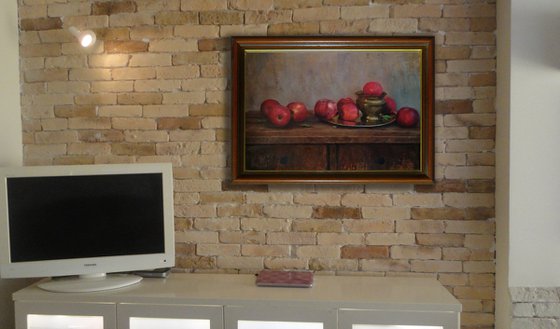 Still life with red apples