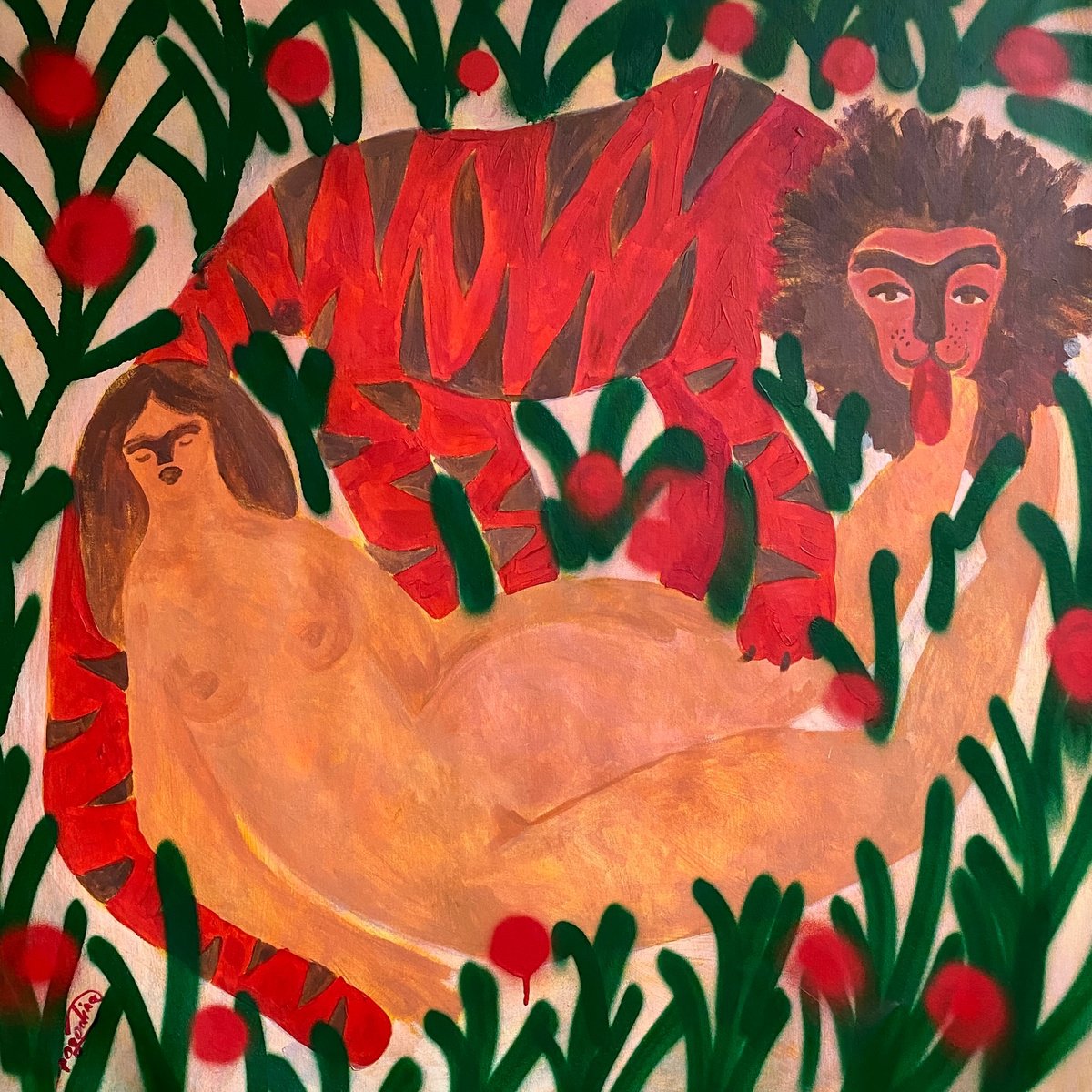 Impressionistic Portrait Acrylic Painting By Dasha Pogodina, 37 X 37, I Caught You, Darling!, Original Artwork