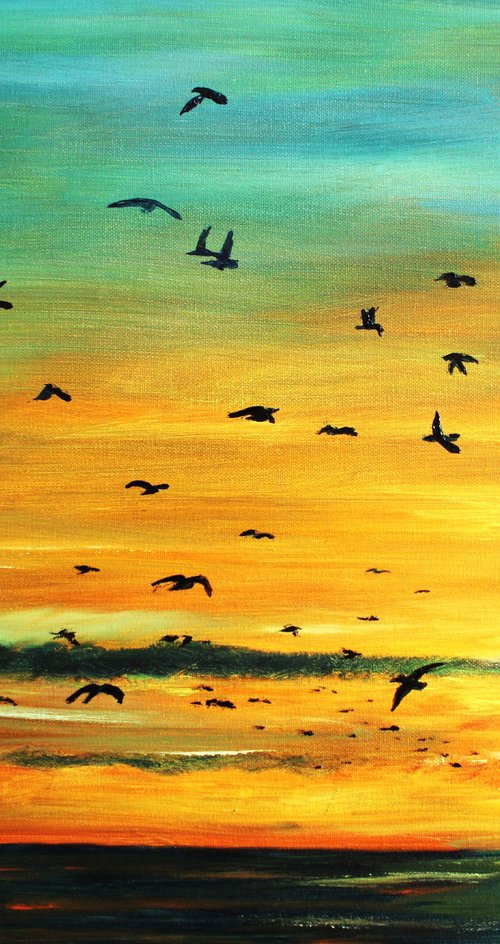 Birds at Sunset by Rod Bere