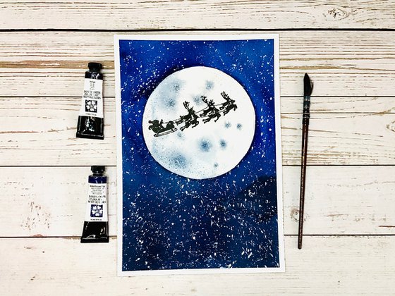 The Moon, Santa and deers